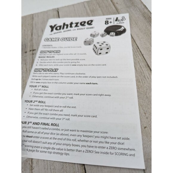 2014 Yahtzee Dice Cup Instructions Classic Hasbro Dice Game Replacements - Picture 3 of 6